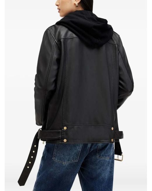 AllSaints Black Biller Leather Jacket