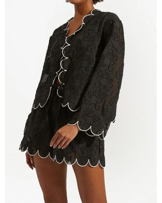 LaDoubleJ Black Embroidered Crop Jacket