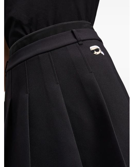 Karl Lagerfeld Black Ikon Pleated Mini Skirt
