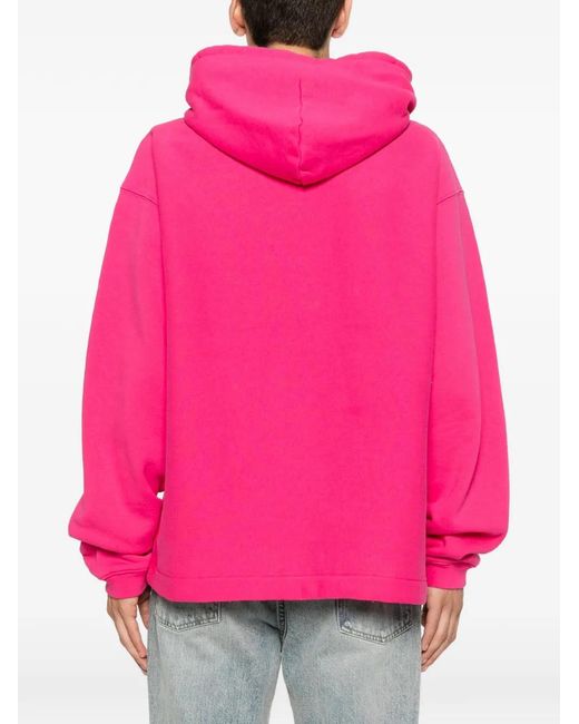 Stussy Pink Oval Piping-Detailing Logo-Patch Hoodie