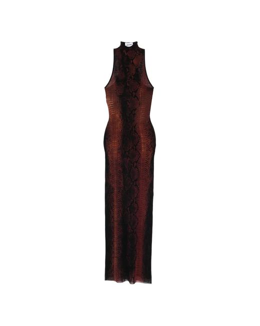Jean Paul Gaultier Purple High-Neck Midi Dress With Snake Print