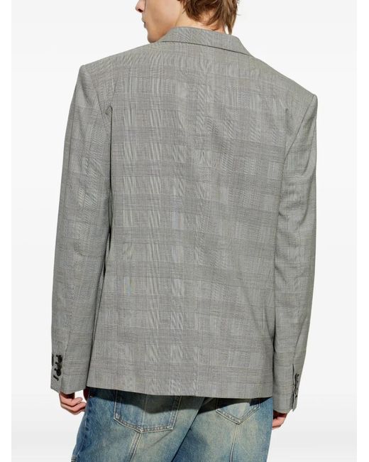 Balmain Gray Check Two-Button Blazer for men