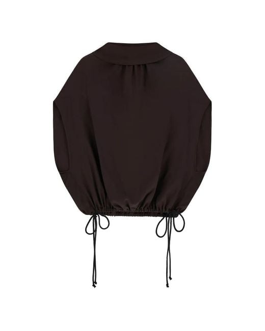 Liviana Conti Black Deva Drawstring-Hem Blouse