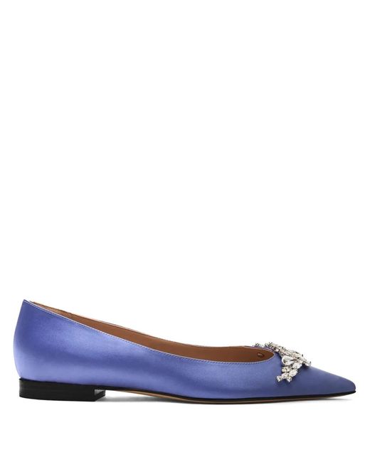 Scarosso Blue Iris Crystal-Embellished Ballerina Shoes
