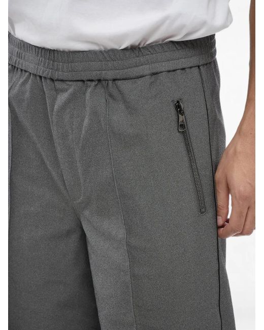 Neil Barrett Gray Elasticated-Waistband Zip-Pocket Trousers for men