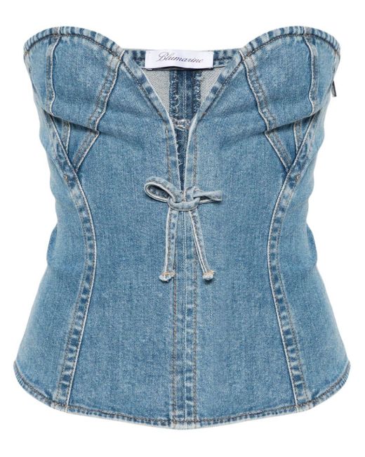 Blumarine Blue Bustier In Denim