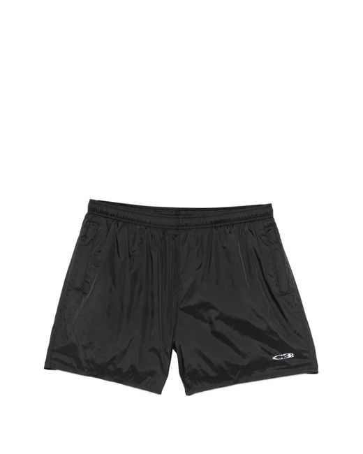 Cole Buxton Black Logo-Print Swim Shorts for men