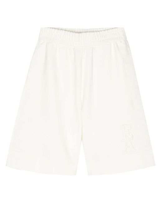 Logo-embroidered track shorts di Emporio Armani in White