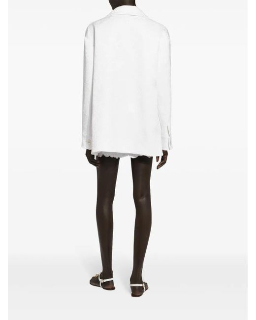 Dolce & Gabbana White Floral-Embroidery Miniskirt