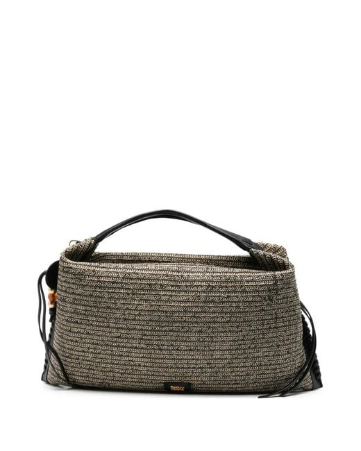 DKNY Black Logo-Detail Woven-Design Toyte Bag