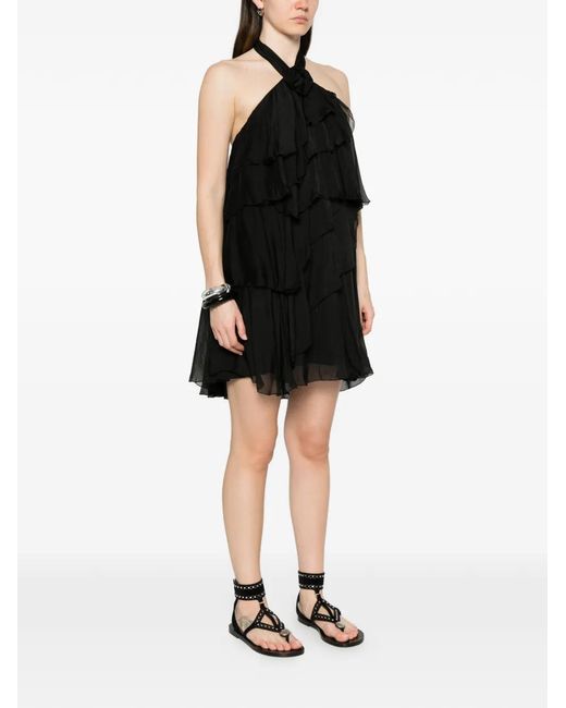 Dixie Black Ruffled Halterneck Dress