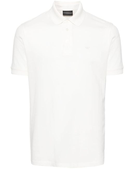 Emporio Armani Pikee-Poloshirt mit Logo-Stickerei in White für Herren