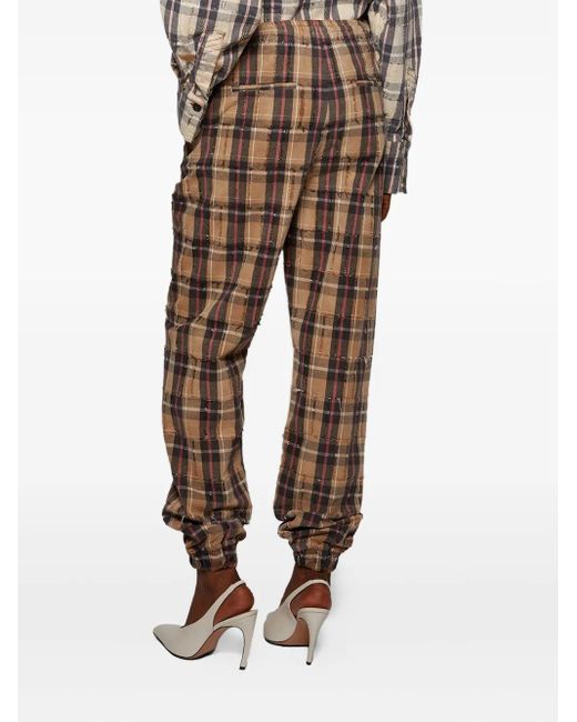 The Attico Brown Plaid Drawstring Long Pant