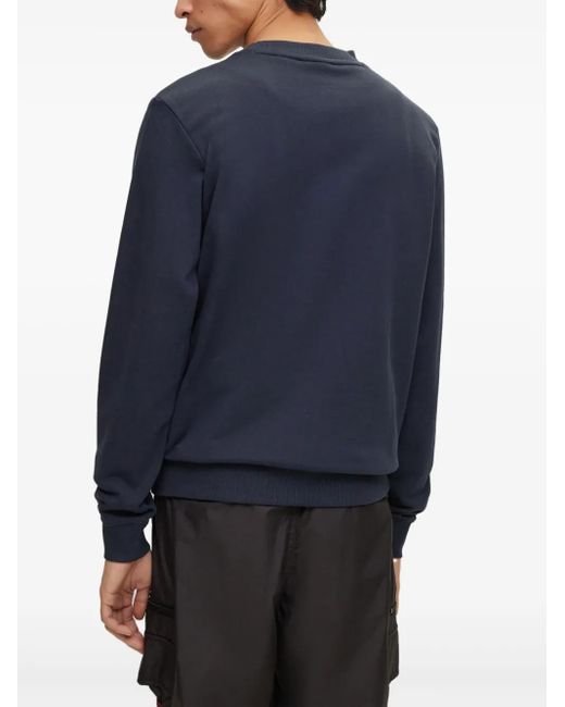 HUGO Blue Duragol Logo-Print Cotton-Terry Sweatshirt for men
