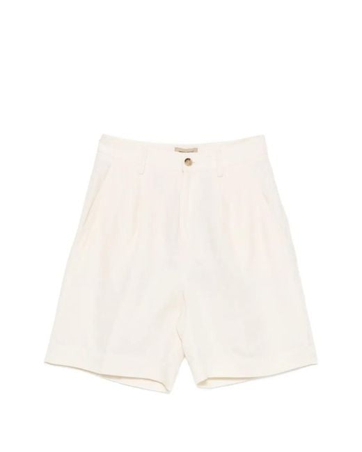Woolrich White Linen Blend Shorts