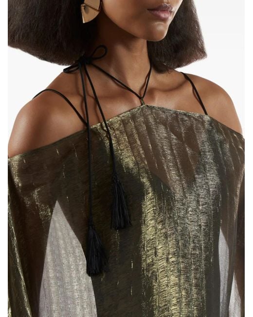 ‎Taller Marmo Green Sza Sza Metallic Pleated Dress
