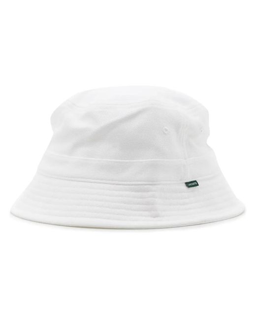 Lacoste White Logo-Patch Bucket Hat for men