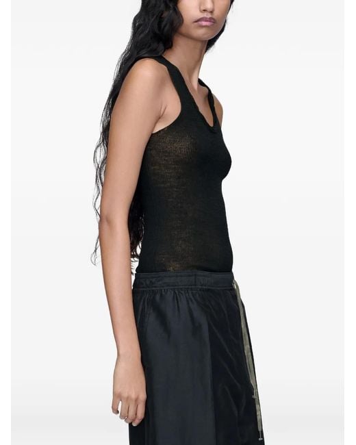 Maison Margiela Black Twist-Neckline Knitted Tank Top
