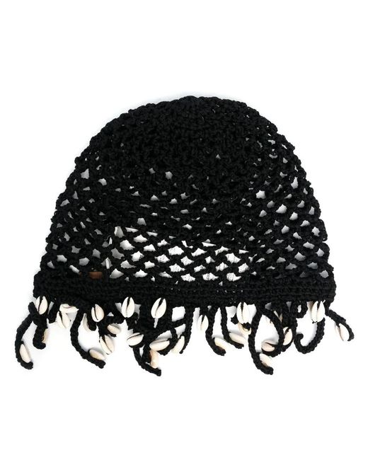 Alanui Black Mother Nature Cowry Shell-embellished Knitted Hat