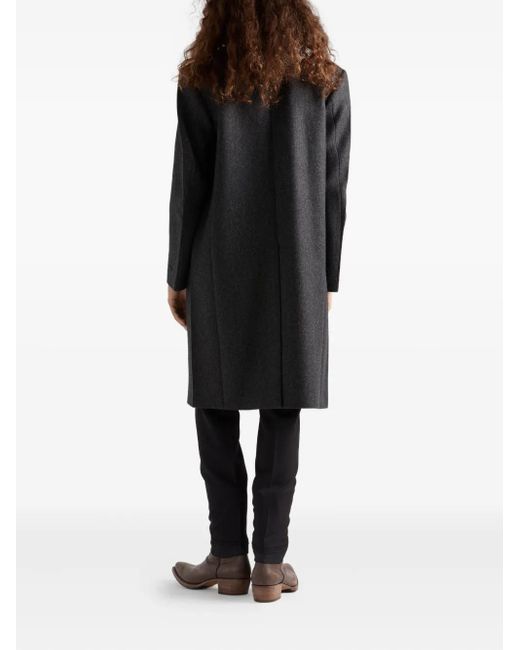 Prada Black Notched Wool Coat for men