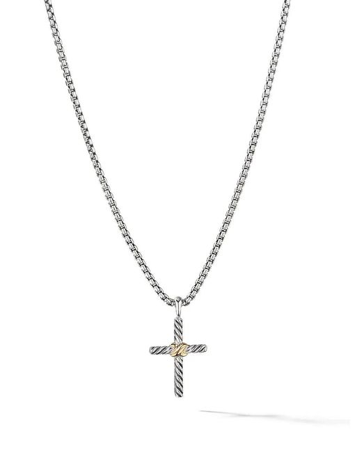 David Yurman Metallic 14Kt And Sterling Petite X Cross Necklace (24Mm)