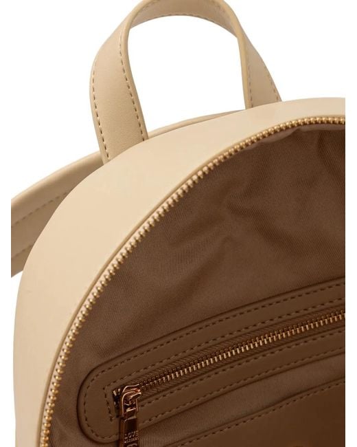 Love Moschino Natural Quilted Logo-Plaque Backpack