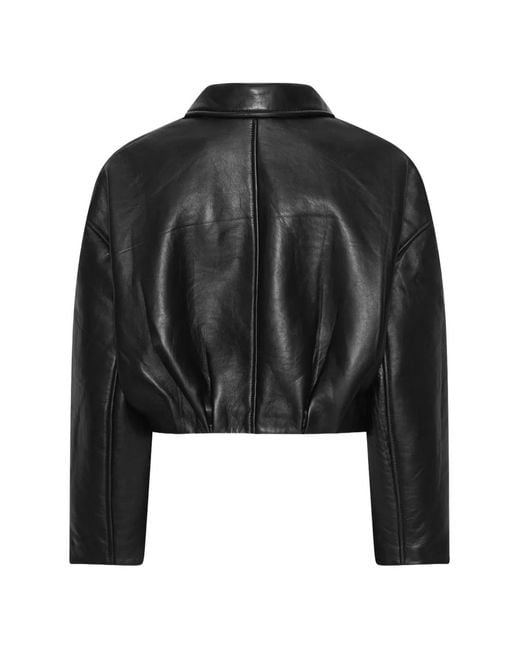 ROTATE BIRGER CHRISTENSEN Black Collared Leather Jacket