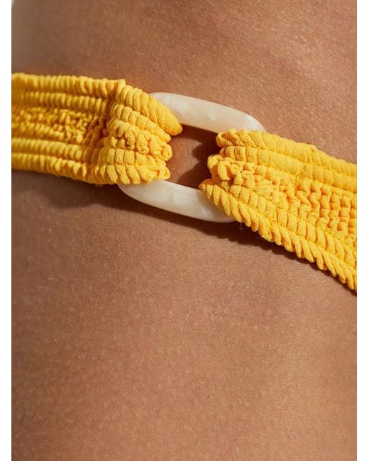 Bondeye Yellow Ring-Detail Crinkle-Effect Bikini
