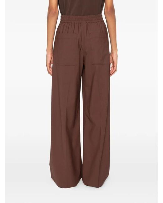 Brunello Cucinelli Brown Pleated Wide-Leg Trousers