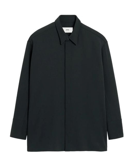 Camisa Oversize De Lana AMI de hombre de color Black