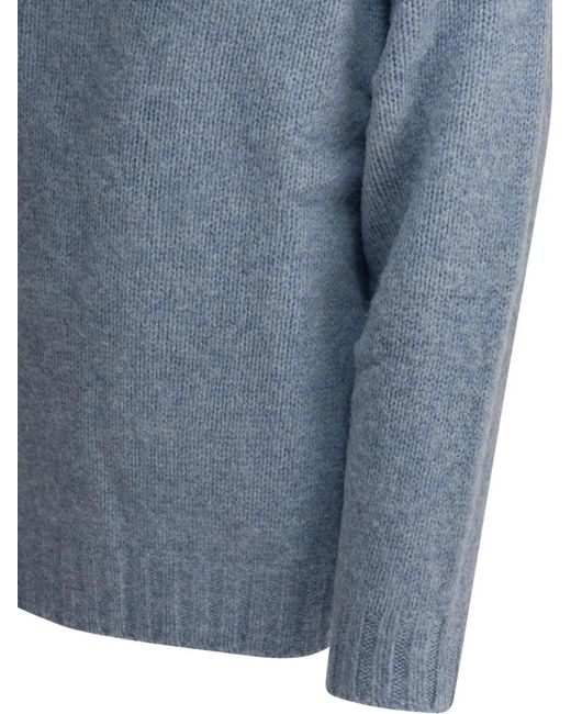 Beams Plus Blue Crew-Neck Sweater for men