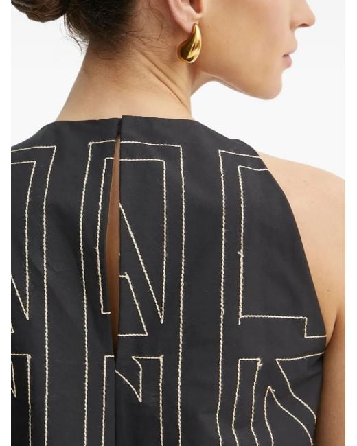 Liviana Conti Blue Geometric-Print Sleeveless Midi Dress