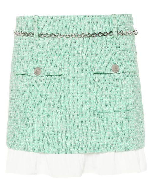 Maje Green Tweed Mini Skirt