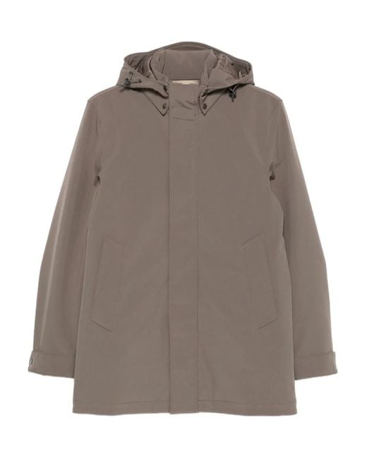 メンズ Woolrich Hooded Buttoned Coat Brown