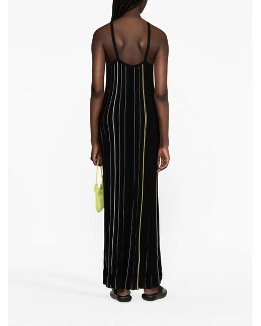 Sonia Rykiel Black Striped Knitted Maxi Dress