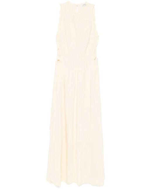 Sandro White Slub-Texture Maxi Dress