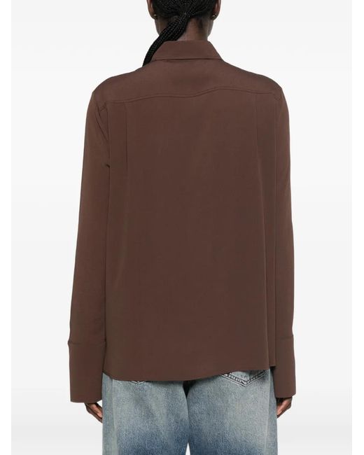 FEDERICA TOSI Brown Pointed-Collar Buttoned Shirt