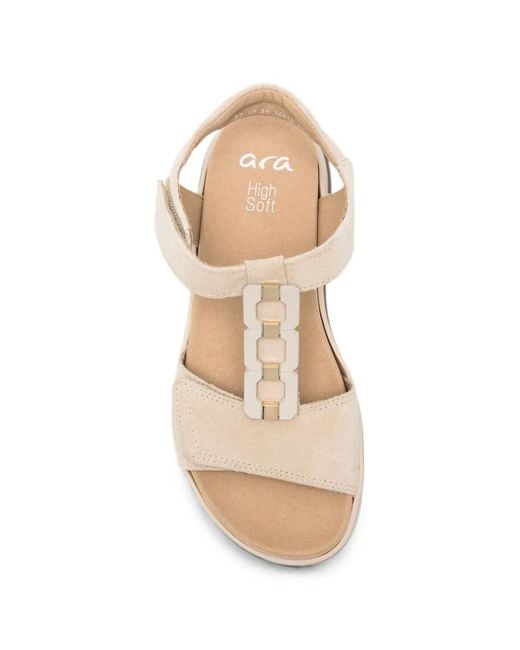 Ara Natural Osaka Embellished Touch-Strap Sandals