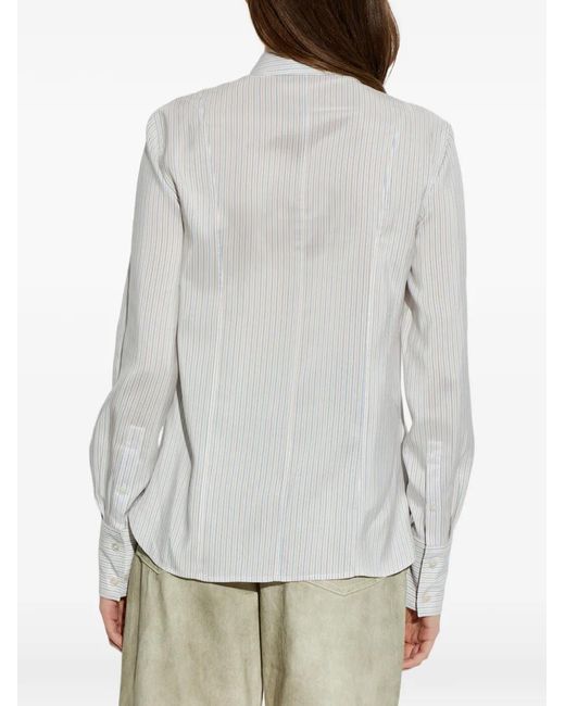 McQueen White Vertical-Stripe Shirt