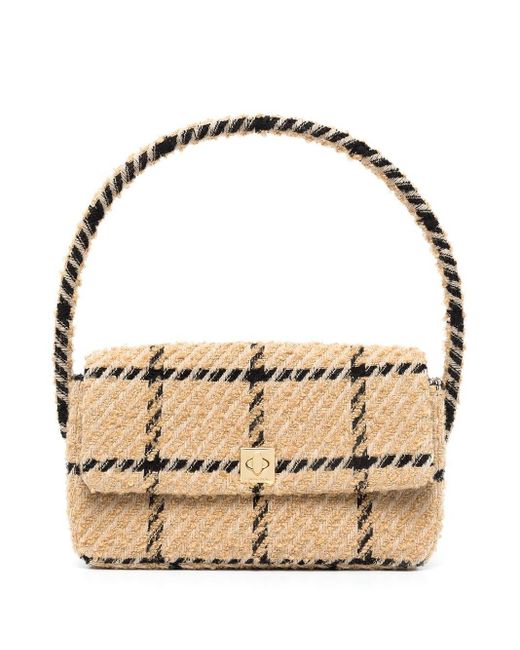 Anine Bing Tweed Nico Checked Shoulder Bag in Natural | Lyst Canada
