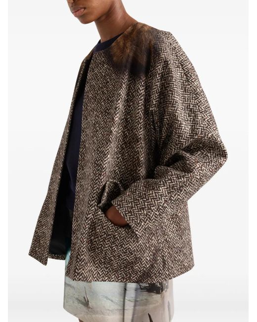 Prada Brown Cotton Single-Breasted Caban Jacket