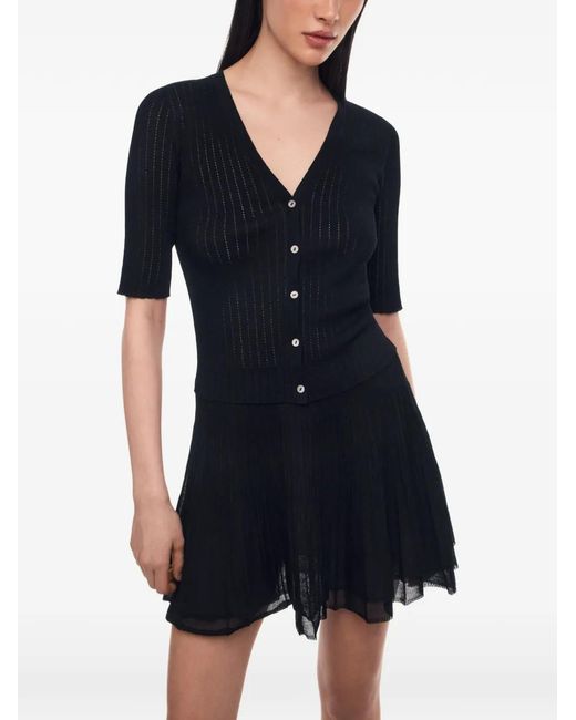 12 STOREEZ Black Lattice Short-Sleeve Cardigan