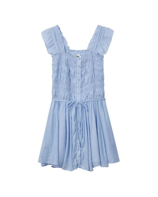 B+ AB Blue Ruffled-Sleeve Mini Dress