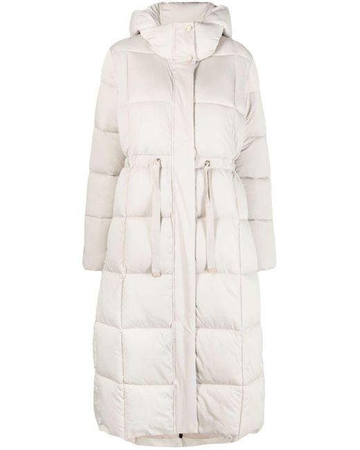 Save The Duck White Ires Tied-waist Hooded Padded Coat