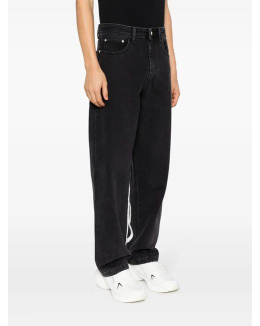 Jeans A Gamba Ampia Con Stampa di Gcds in Black da Uomo