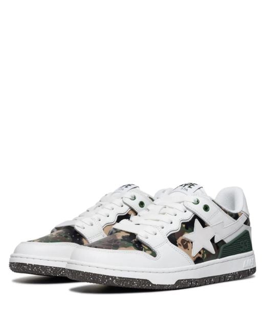 A Bathing Ape White Sk8 Sta #2 Camouflage-Panel Sneakers for men