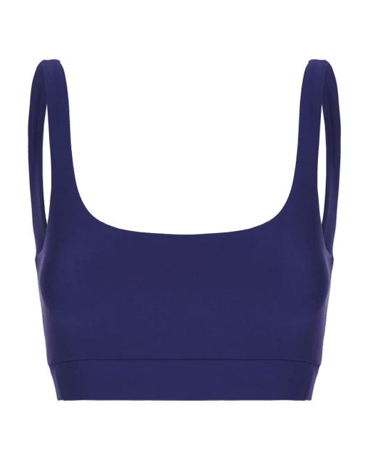 Monfusò Blue Stretch Square-Neck Top