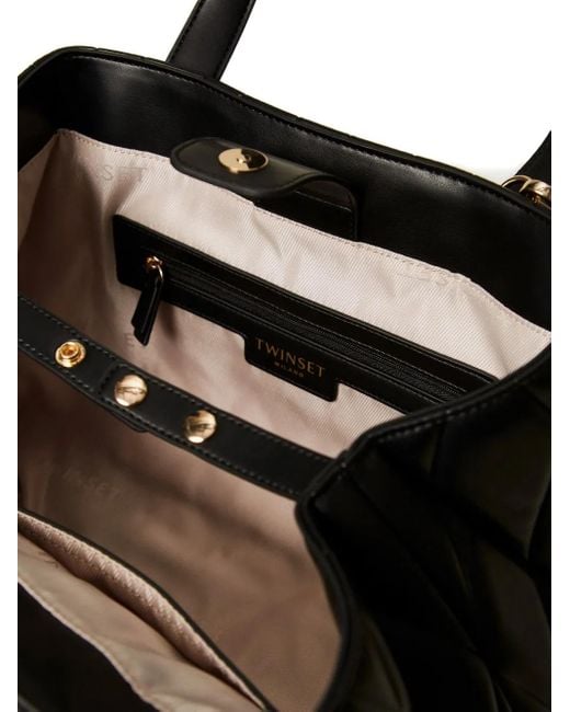 Twinset Black Quilted Detachable-Strap Tote Bag