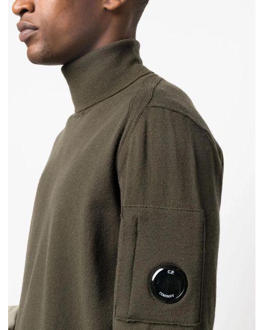 C P Company Green Lens-Detail Fine-Knit Jumper for men
