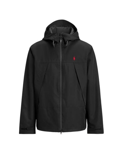Polo Ralph Lauren Black Logo-Embroidered Hooded Jacket for men